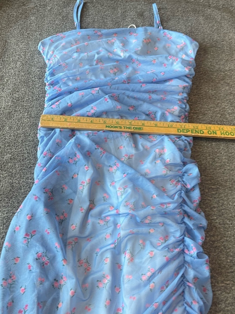 Rosedress Nwt Blue Floral Ruched Fitted Spaghetti Strap Spring Summer Dress — image 6 of 8